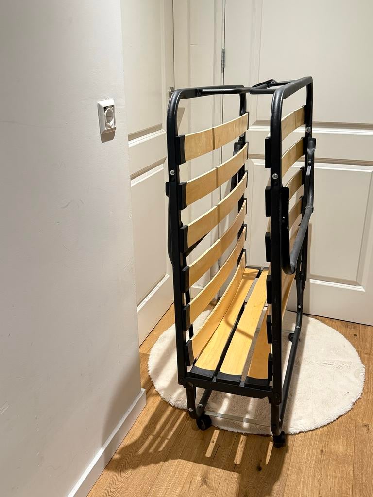 Opvouwbaar eenpersoons bed met lattenbodem, Eenpersoons, Zwart, Ophalen of Verzenden, 80 cm