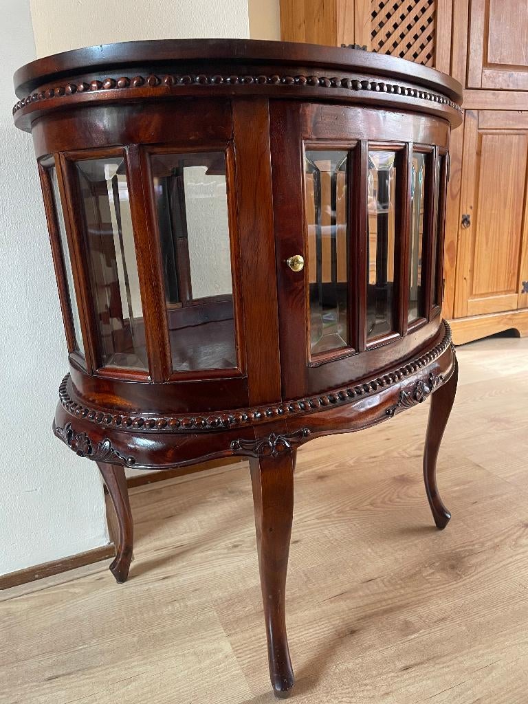 Theekastje met 2 deurtjes, 16 raampjes teakhout kastje, Huis en Inrichting, Kasten | Vitrinekasten, Ophalen, Teakhout, 50 tot 100 cm