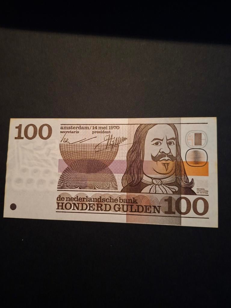 100 gulden de Ruyter uit 1970 in AUNC, Postzegels en Munten, Bankbiljetten | Nederland, Ophalen of Verzenden, 100 gulden, Los biljet