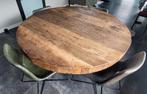 Ronde eettafel 140 cm met 6 gratis gebruikte stoelen, Huis en Inrichting, Tafels | Eettafels, Overige houtsoorten, Gebruikt, Rond