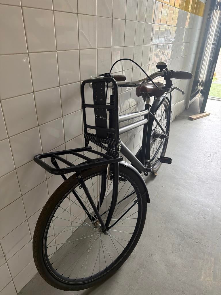 Zwarte damesfiets met voordrager, Overige merken, Terugtraprem, Ophalen of Verzenden, 53 tot 56 cm