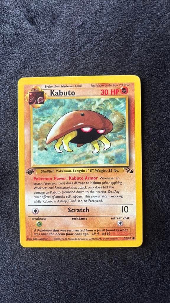 Pokemon Kabuto Fossil 1st Edition, Ophalen of Verzenden, Zo goed als nieuw