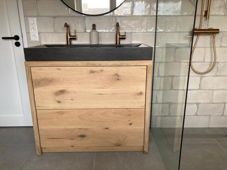 Badmeubel MASSIEF HOUT OP MAAT GEMAAKT, Huis en Inrichting, Badkamer | Badkamermeubels, Nieuw, Wastafelkast, Ophalen of Verzenden