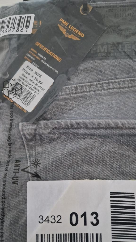 PME w 35   Night Flight short grijs NIEUW/maat 52, Kleding | Heren, Spijkerbroeken en Jeans, W36 - W38 (confectie 52/54), Pall Mall PME Legend