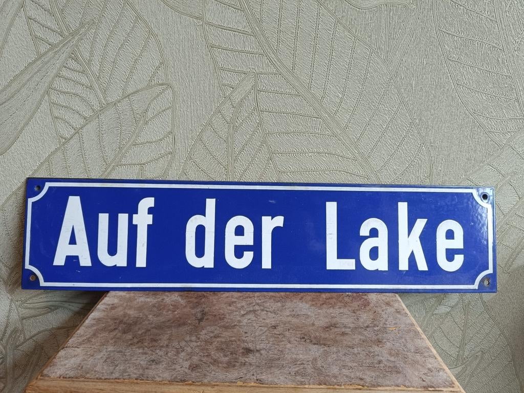 Emaille straatnaambord "Auf der Lake", Ophalen of Verzenden