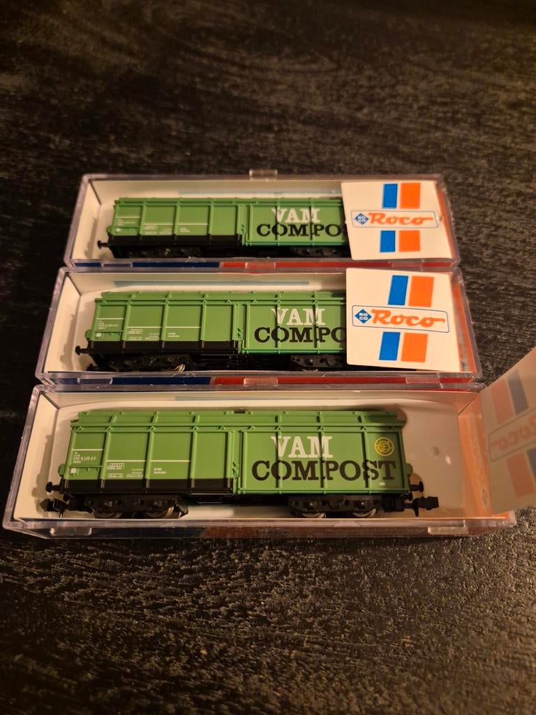 3x 25220 Roco N-spoor VAM Compost wagons - Groen, Gelijkstroom of Wisselstroom, Ophalen of Verzenden, Roco, Nieuw