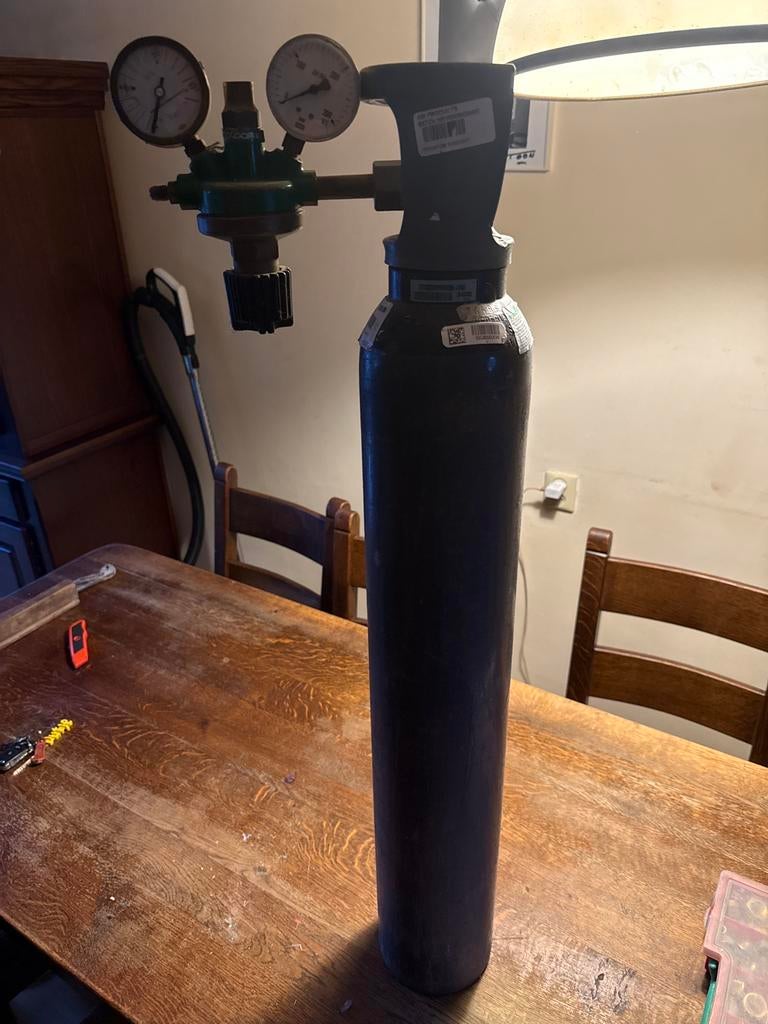 CO2 fles met drukregelaar –compleet (bier/aquarium/lassen), Ophalen, Zo goed als nieuw