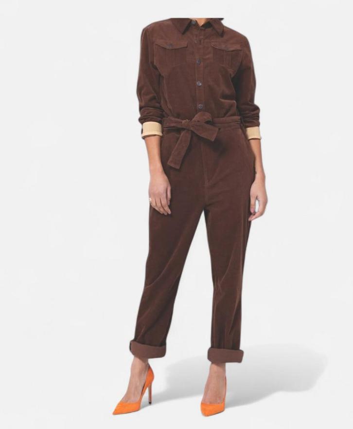 Cloud 9 jumpsuit fluweel rib maat 42, Kleding | Dames, Jumpsuits, Zo goed als nieuw, Maat 42/44 (L), Bruin, Ophalen of Verzenden