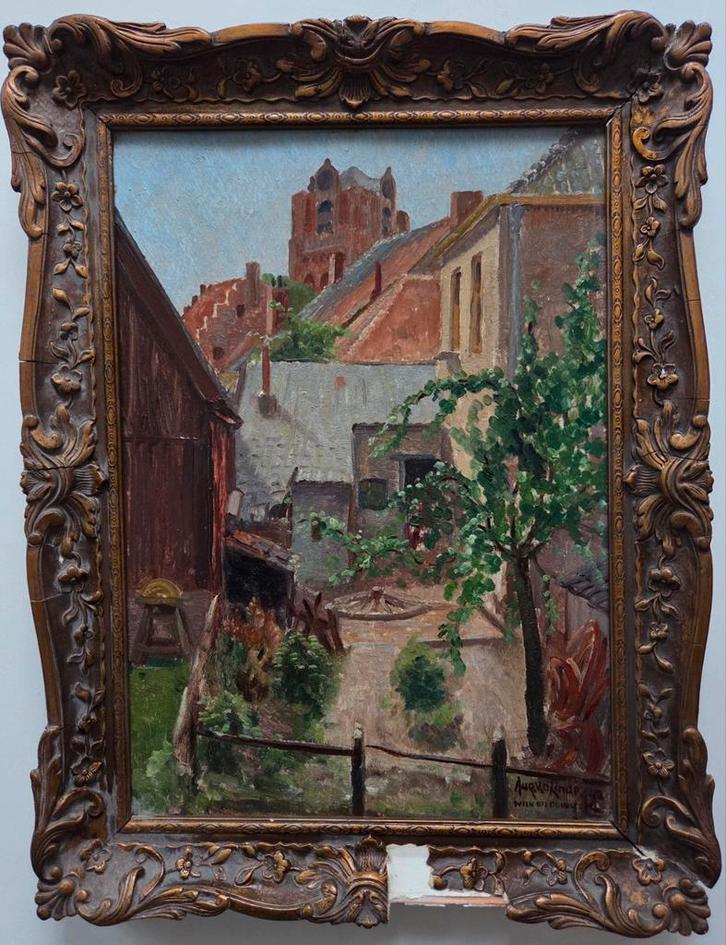 Augustinus vd Linde 1890-1983. Olieverf. Wijk bij Duurstede., Antiek en Kunst, Kunst | Schilderijen | Klassiek, Ophalen of Verzenden