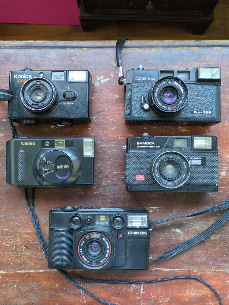 5 analoge camera's met batterijcompartiment - Zoldervondst, Audio, Tv en Foto, Fotocamera's Analoog, Ophalen of Verzenden, Compact