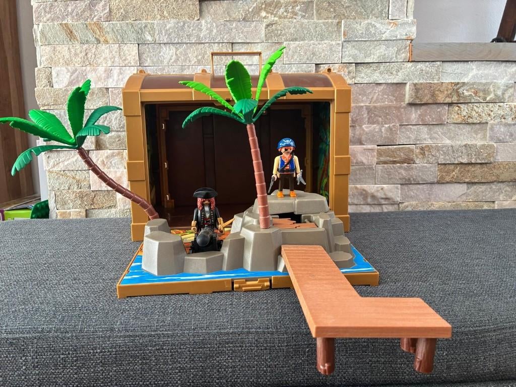 playmobil piratenset/schateiland in koffer, Ophalen, Gebruikt, Complete set