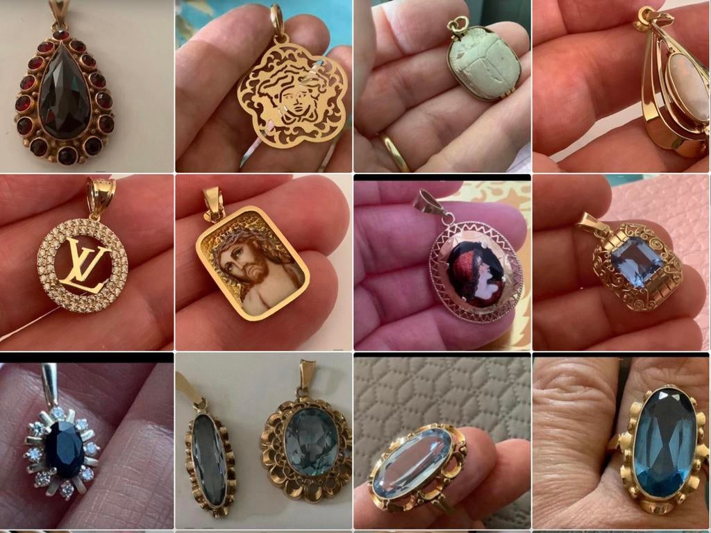Gouden sieraden ketting ring hanger oorbellen broche horloge, Verzenden, Zo goed als nieuw, Met edelsteen, Goud