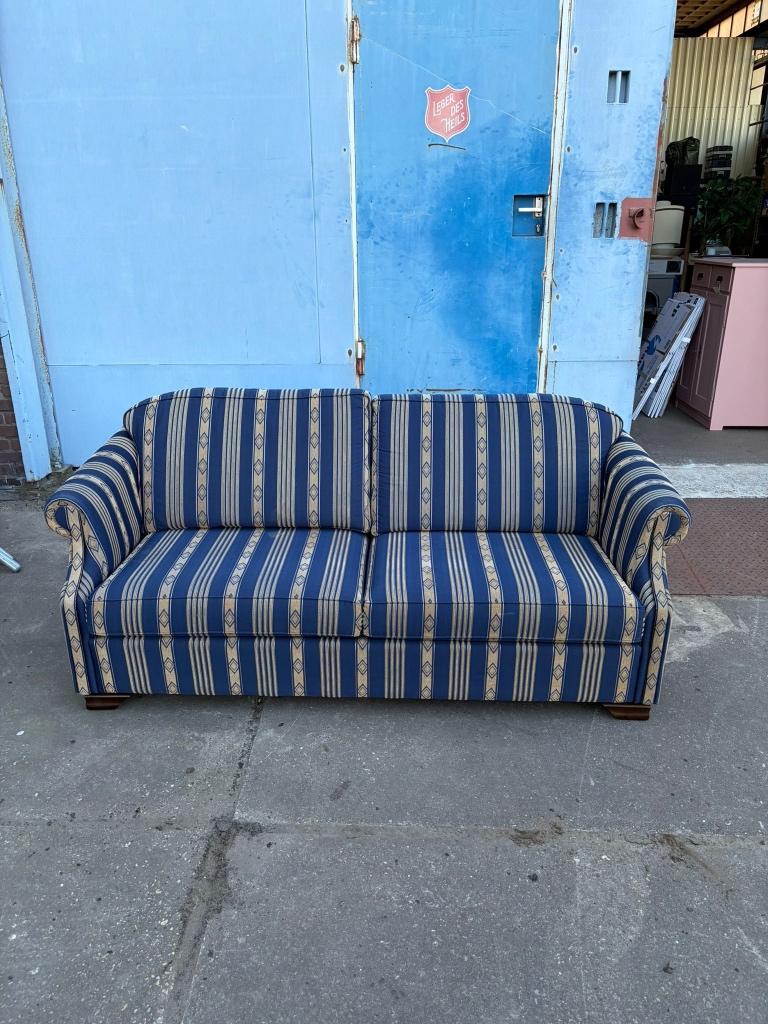 leuke gestreepte vintage tweezits bank, Huis en Inrichting, Banken | Bankstellen, Ophalen, Gebruikt, 150 tot 200 cm, Tweepersoons