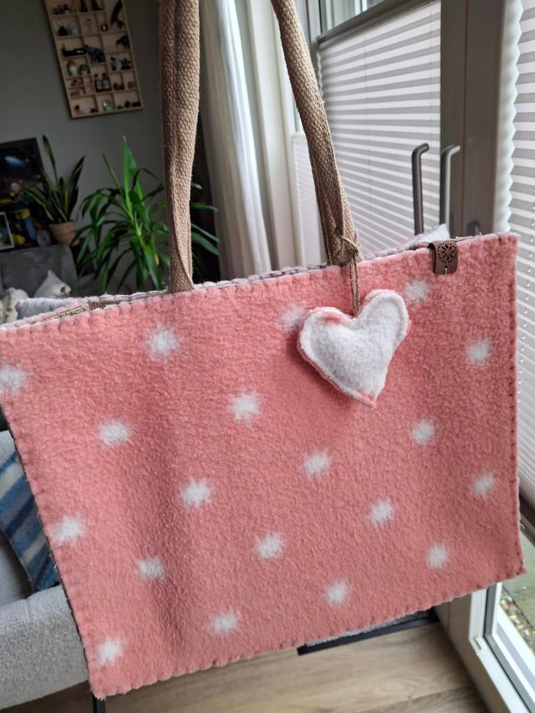 Vintage hippe roze wollen dekentas - normaal formaat, Ophalen of Verzenden, Roze