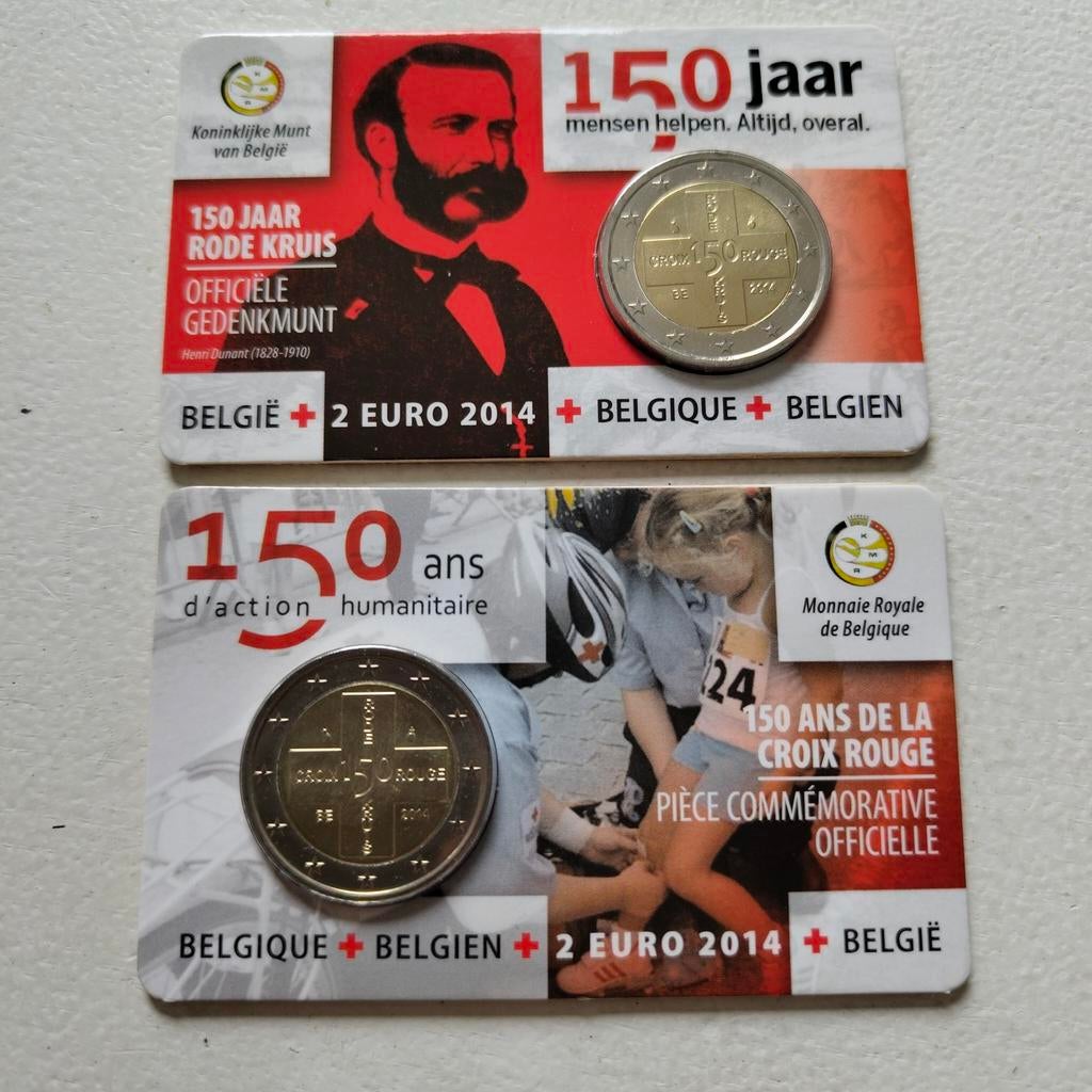 België 2 euro 2014 Coincard Rode Kruis - beide varianten, Ophalen of Verzenden, Overige landen