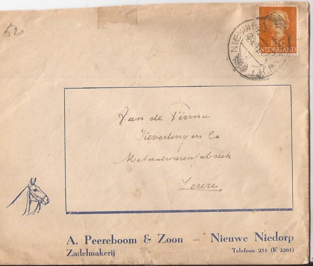 NIEUWE NIEDORP 1950- A. PEEREBOOM & Zn Zadelmakerij, Ophalen of Verzenden, Voor 1920, Gelopen, Noord-Holland
