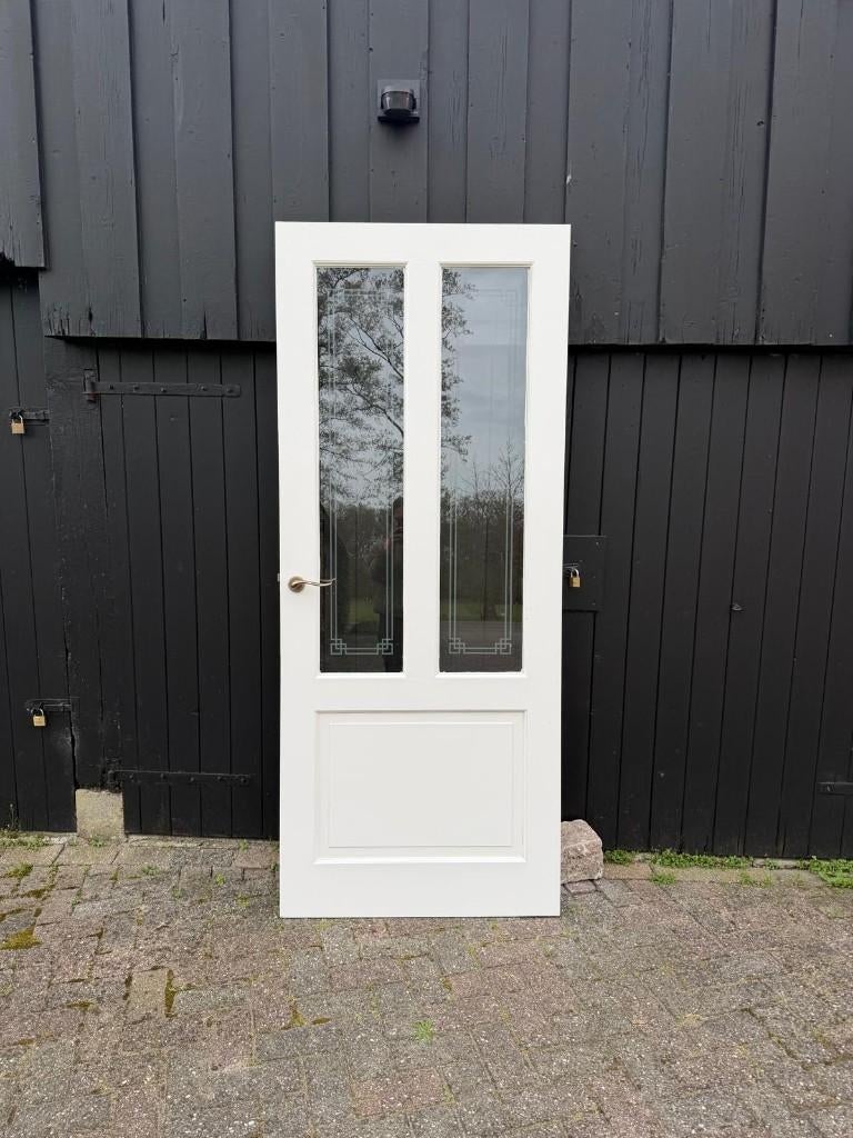 Massieve binnendeur inclusief glas, Ophalen, 80 tot 100 cm, Binnendeur, Zo goed als nieuw