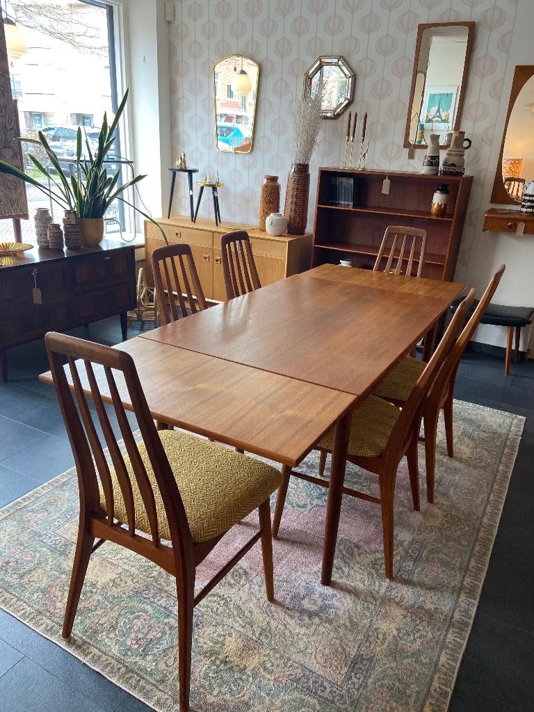 Vintage Deense eettafel van Erik Buch, Ophalen, Gebruikt, Teakhout, 200 cm of meer