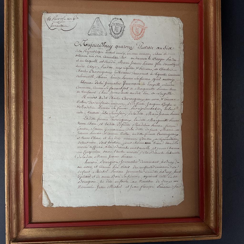 Franse revolutie manuscript, document, ornament 1798, Frans, Ophalen of Verzenden