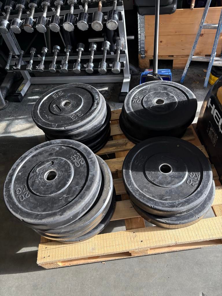 300 kg Olympische Bumper Plates - Halterschijven, Ophalen, Halterschijven, Gebruikt, Armen