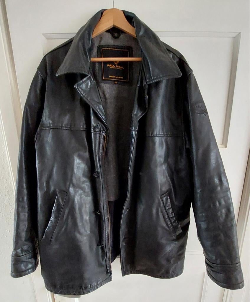 Vintage leren jas Pall Mall maat 56/58, Kleding | Heren, Jassen | Winter, Ophalen of Verzenden, Gedragen, Maat 56/58 (XL), Zwart