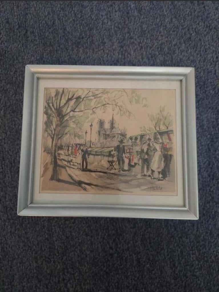 Schilderijtje Franz Herbelot 16,5x14,5cm, Ophalen of Verzenden