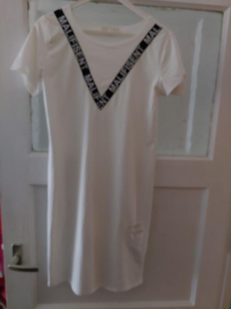 Malifisent travelstof jurkje SM, Kleding | Dames, Ophalen, Zo goed als nieuw, Maat 36 (S), Wit