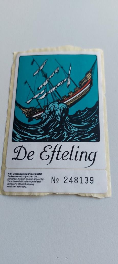 Efteling parkeersticker. 1982, Ophalen of Verzenden, Zo goed als nieuw, Overige typen