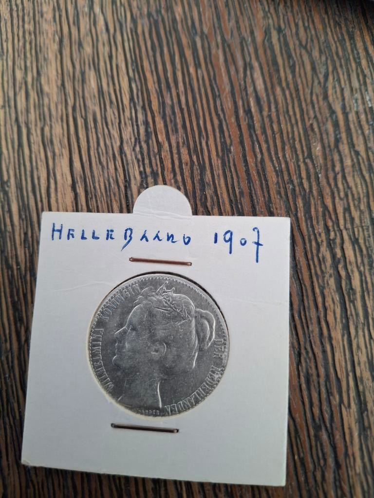 Zilveren 1 Gulden Munt Koningin Wilhelmina 1907, Postzegels en Munten, Munten | Nederland, 1 gulden, Zilver, Ophalen of Verzenden