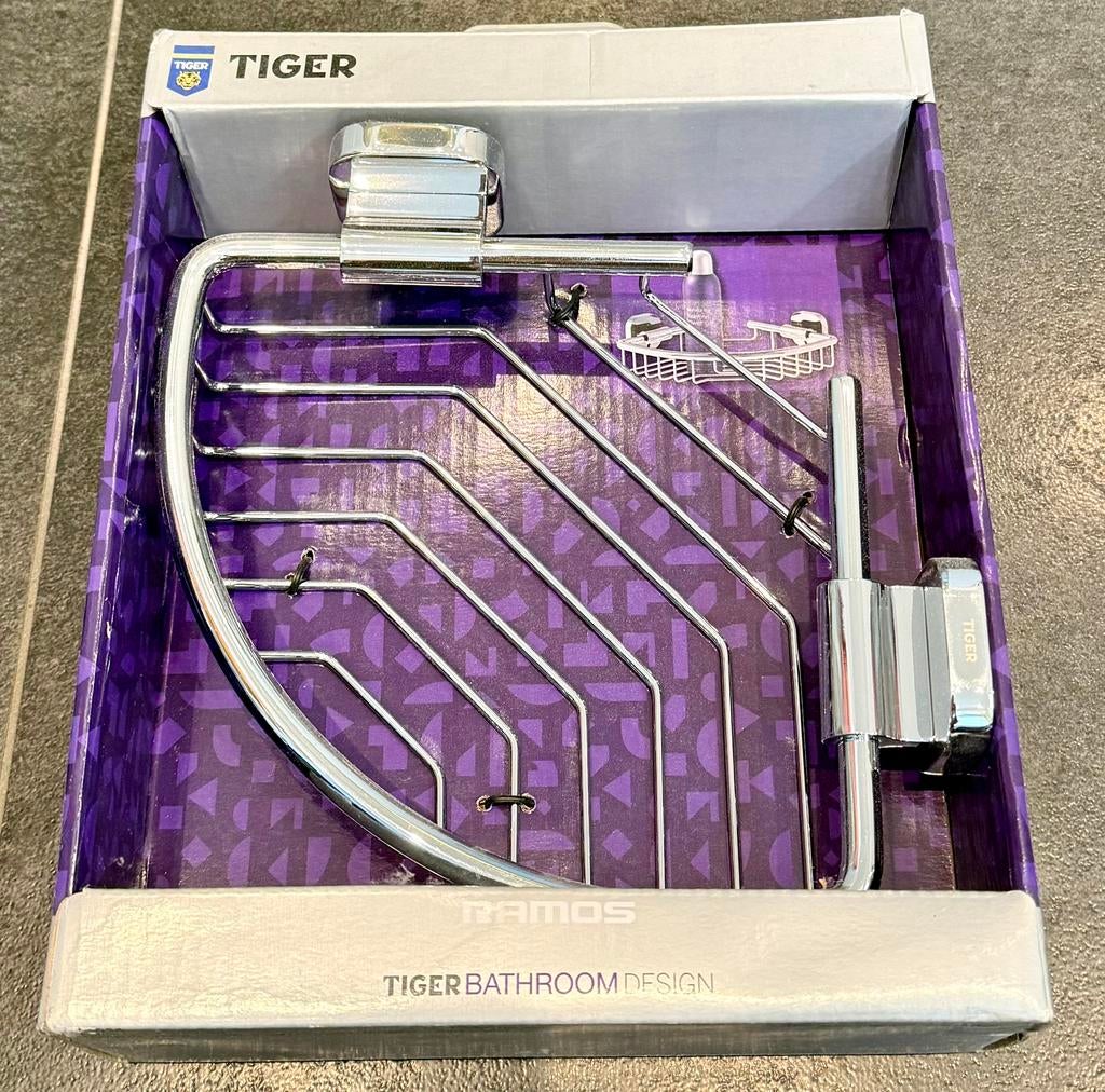 Nieuwe chrome douche hoekrek van Tiger, Huis en Inrichting, Ophalen, Zo goed als nieuw