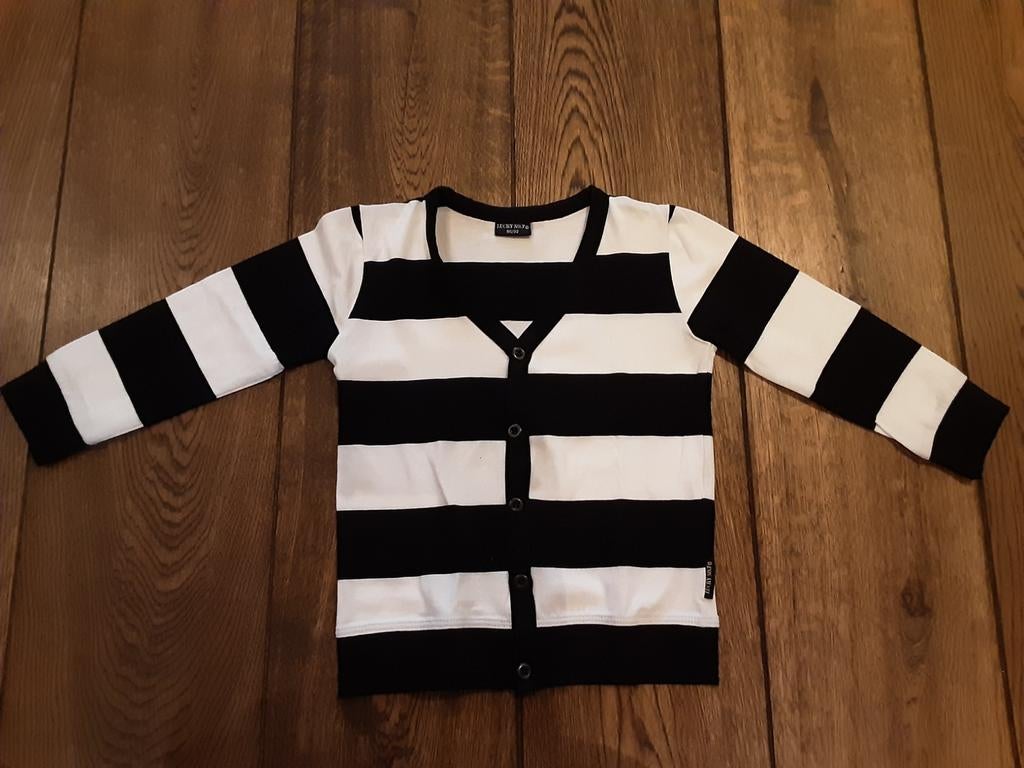 Lucky no. 7 vestje zwart wit maat 86 92, Kinderen en Baby's, Babykleding | Maat 86, Ophalen of Verzenden, Meisje, Truitje of Vestje