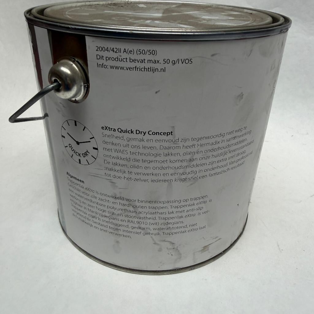 Hermadix Trappenlak Extra Anti-slip Lak Verf RAL 9010 2.5L, Wit, Nieuw, Hermadix, Hermadix