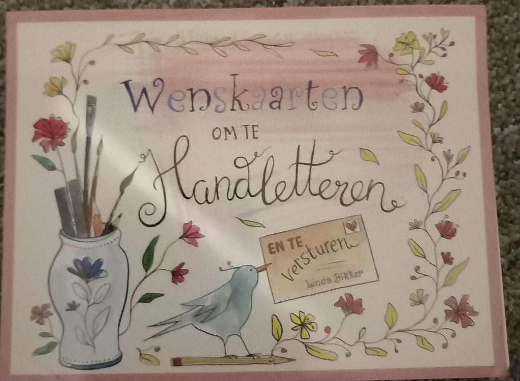 Wenskaarten om te Handletteren en te versturen, Linda Bikker, Ophalen of Verzenden, Zo goed als nieuw, Tekenen en Schilderen