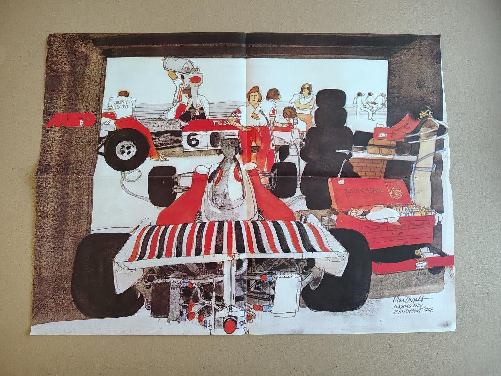 Poster (uit oud tijdschrift) Grand Prix / Zandvoort  (1974), Verzenden, Gebruikt, Auto's