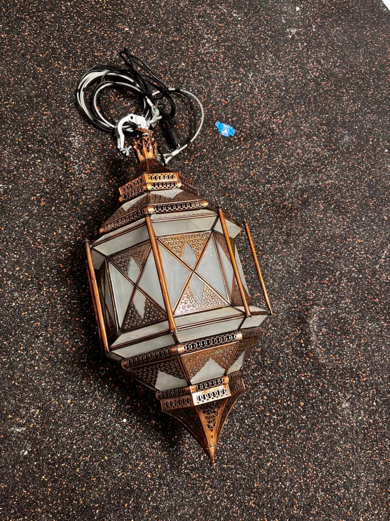 3 Marokkaanse hanglampen - Oosterse sfeer, Huis en Inrichting, Lampen | Hanglampen, Ophalen of Verzenden, Gebruikt, Metaal, 75 cm of meer