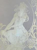 Vintage grote spiegel Art Nouveau/Alphonse Mucha, Ophalen, Gebruikt, Minder dan 100 cm, Rechthoekig