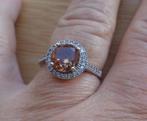 zilveren luxe ring met oker steen [1029], 18 tot 19, Verzenden, Zo goed als nieuw, Dame