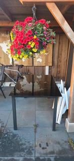 Tuintafel met glasplaat, Ophalen, Gebruikt, Rechthoekig, Aluminium