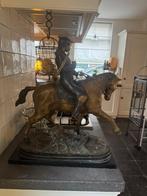 Bronz/koper/gietijzer paard + jachtruiter, Ophalen of Verzenden