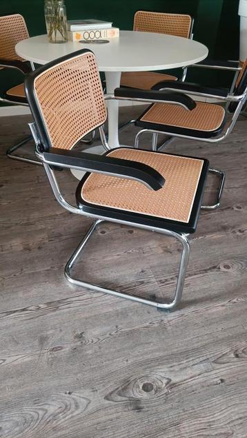 6x Thonet stijl Cesca Breuer buisframe stoel zwart leuning beschikbaar voor biedingen