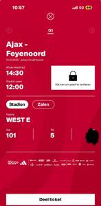 Ajax feyenoord, Tickets en Kaartjes, Eén persoon, December