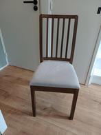 6x Houten Eetkamerstoelen met Stoffen Zitting, Huis en Inrichting, Stoelen, Ophalen, Hout, Gebruikt, Bruin