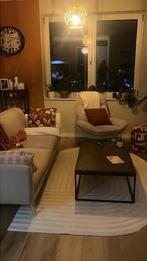 Salontafel van zwart metaal & groen visgraat hout, Ophalen, Gebruikt, 50 tot 100 cm, Metaal