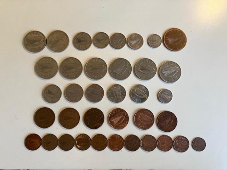 38 munten Ierland 1928-2000, Postzegels en Munten, Munten | Europa | Niet-Euromunten, Losse munt, Overige landen, Ophalen of Verzenden