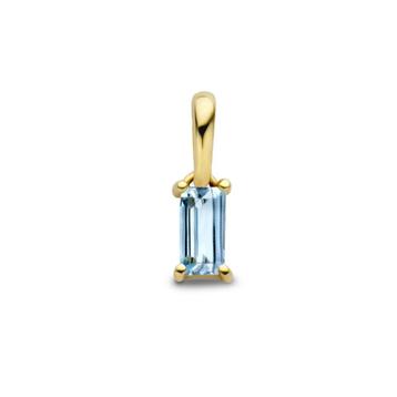 Gouden geboortesteenhangertje Aquamarijn (maart) 14KRT goud beschikbaar voor biedingen