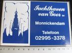 sticker jachthaven van Goor monnickendam logo, Verzenden, Zo goed als nieuw, Bedrijf of Vereniging