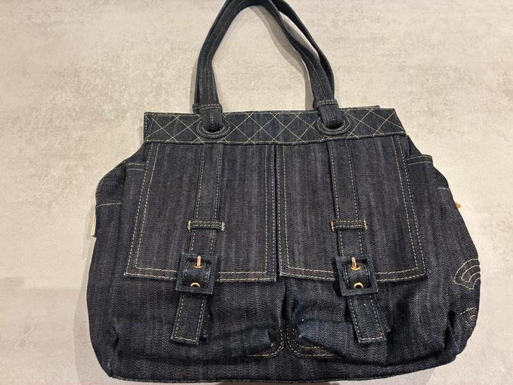 Vintage spijkertas, Sieraden, Tassen en Uiterlijk, Tassen | Damestassen, Zo goed als nieuw, Handtas, Blauw, Ophalen of Verzenden