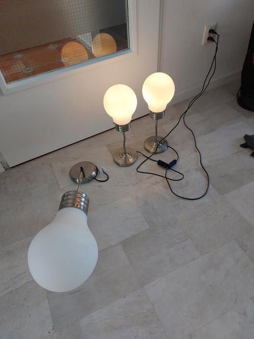 Design Lampen Set - Hanglamp & Staande Lampen, Huis en Inrichting, Lampen | Hanglampen, Gebruikt, Minder dan 50 cm, Glas, Metaal