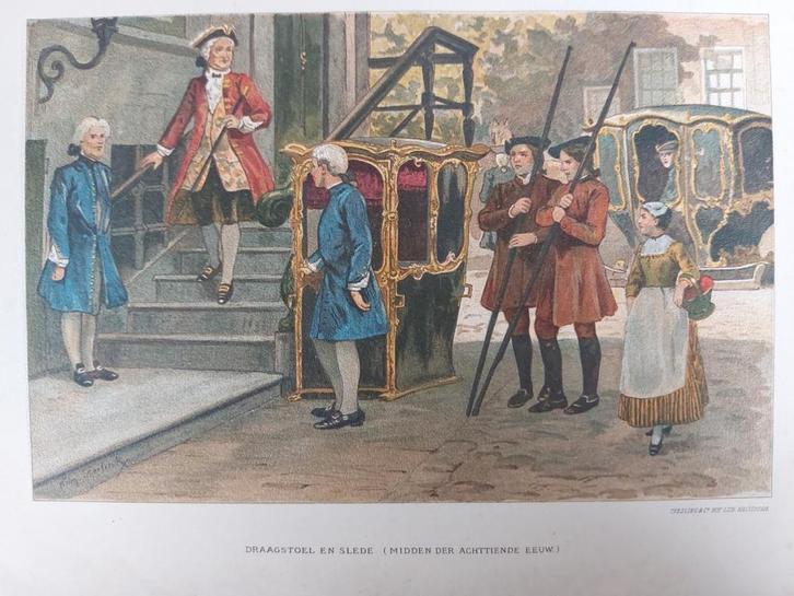 8/ Chromo litho uit 1910 Willem Steelink Draagstoel & Slede, Antiek en Kunst, Kunst | Litho's en Zeefdrukken, Ophalen of Verzenden