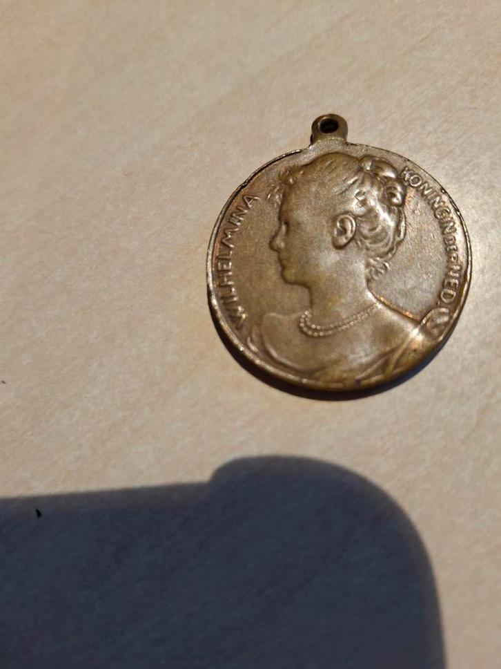 Inhuldigingspenning Wilhelmina 1898 - Beleerd, Postzegels en Munten, Penningen en Medailles, Ophalen of Verzenden